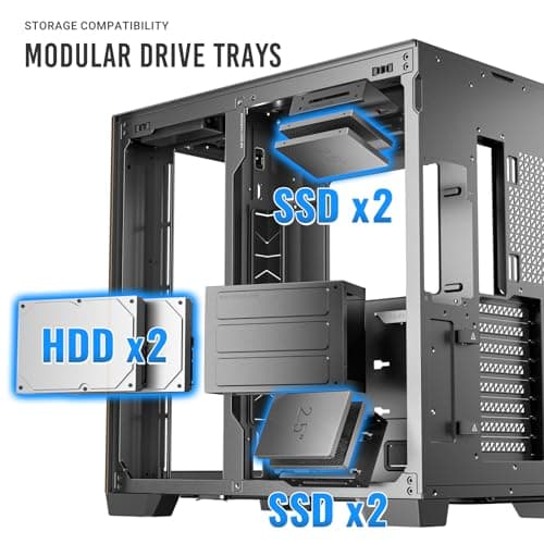 Antec C8 Wood ATX Full Tower Black / Brown with Tempered Glass Side Panel and USB 3.2 Gen 2 Type-C USB 3.2 Gen 1 Type-A image