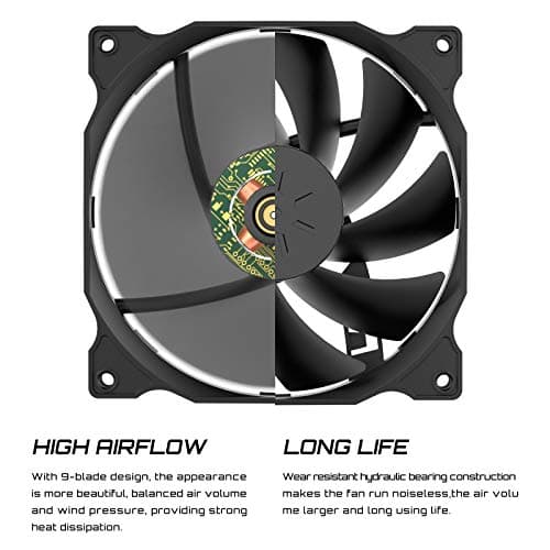 uphere 3-Pack Long Life Computer Case Fan 120mm Cooling Case Fan for Computer Cases Cooling image
