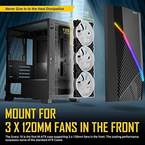 Antec Draco 10 Micro ATX Mini Tower Black Tempered Glass Side Panel, USB 3.2 Gen 1 Type-A image