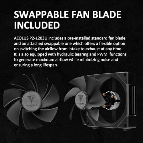 GAMDIAS AEOLUS P2 120mm Black Addressable RGB PWM 74.97 CFM 3-Pack image