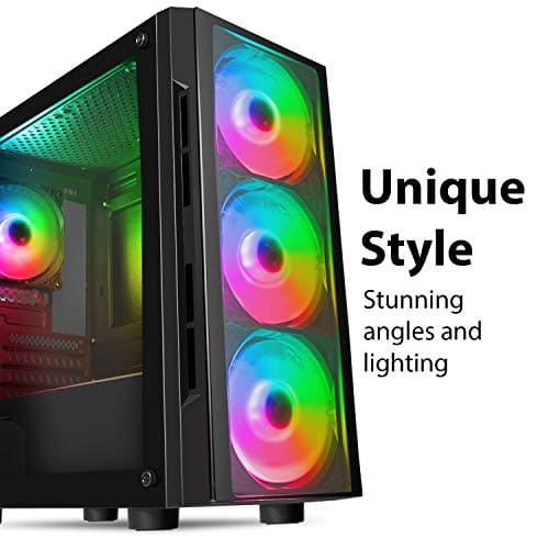 CiT Flash Micro ATX Mid Tower Black with Tempered Glass Side Panel and USB 3.2 Gen 1 Type-A, USB 2.0 Type-A image