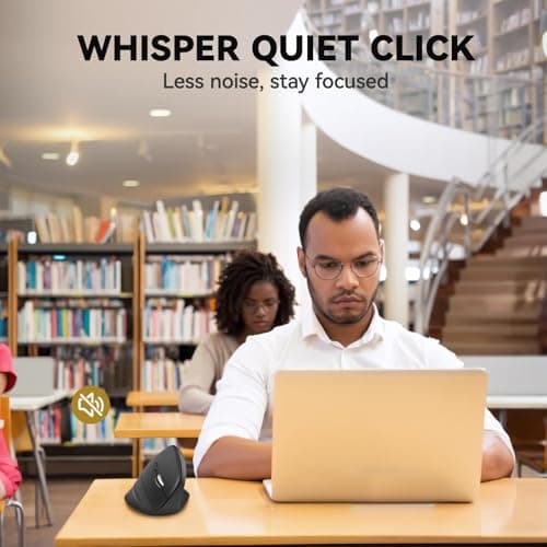 iClever Vertical Mouse - Ergonomic Mouse Wireless 6 Buttons with Adjustable DPI 1000/1600/2000/2400 Comfortable 2.4G Optical Ergo Mouse for Laptop, Computer, Desktop, Windows, Mac OS image