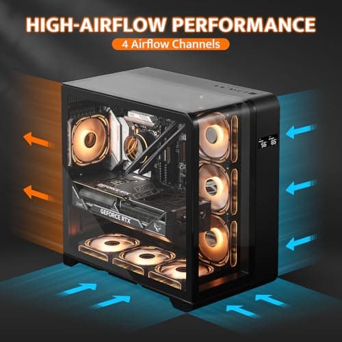 darkFlash L280 ATX Mid Tower Black with Tempered Glass Side Panel and Front USB 3.2 Gen 1 Type-A, USB 2.0 Type-A image