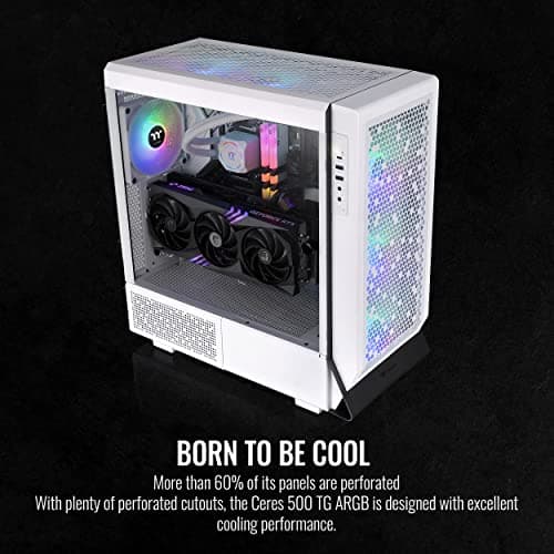 Thermaltake Ceres 500 ATX Mid Tower White Tempered Glass Side Panel, Front USB 3.2 Gen 2 Type-C & USB 3.2 Gen 1 Type-A image