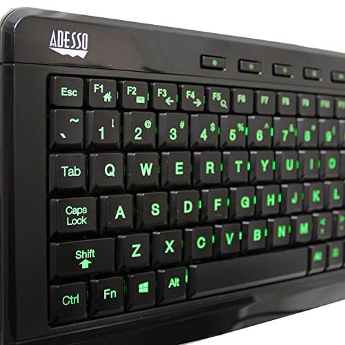 Adesso SlimTouch 120 3-Color Illuminated Compact Multimedia Wired Standard Keyboard image