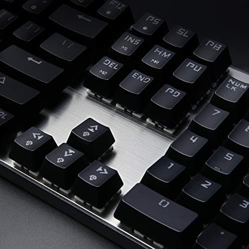 AUKEY Mechanical Keyboard Blue Switch, 104-Key RGB Backlit Gaming Keyboard with Customizable Lighting Effects, Aluminium USB Wired Keyboard for Gaming and Typing image
