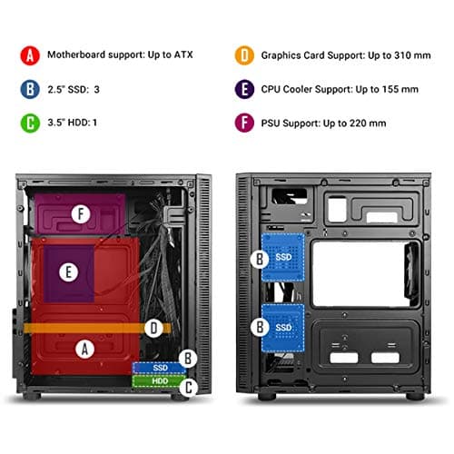 Antec NX210 ATX Mid Tower Black Tempered Glass Side Panel, USB 3.2 Gen 1 Type-A USB 2.0 Type-A image