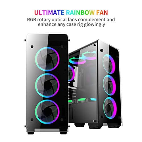 RGB Case Fans 120mm 5 Pack, ICETEK 3In1 Kit LED PC Computer Case Fan RGB, 366 Modes with Controller and Remote, Reinforced Quiet Fan Blade Design, Adjustable Colorful Cooling Cooler (5 Pack) image