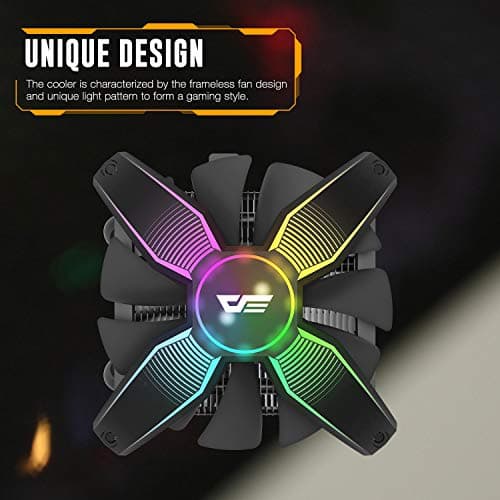 DarkFlash Talon CPU Cooling Cooler LED RGB PWM Fan with Four Heat pipes for Intel : LGA 775/ 115x/ 1366 and AMD : AM4/ AM3 (Corei3/ i5) | DF-TALON image