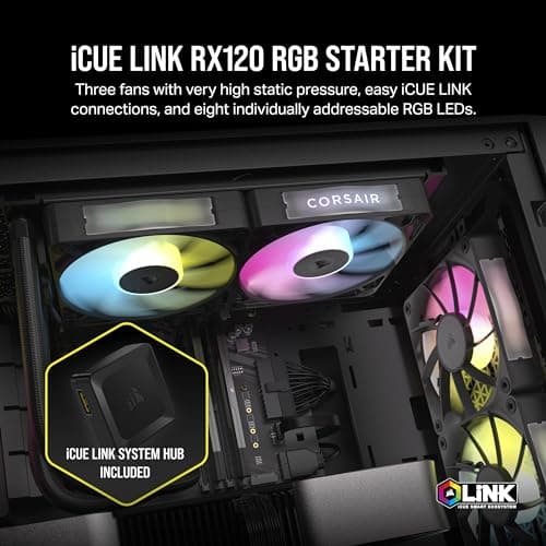 Corsair iCUE LINK RX120 120mm RGB 74.2 CFM Black / White 3-Pack image