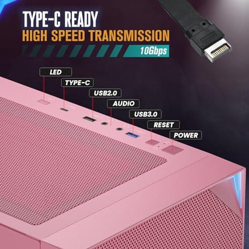 Vetroo AL800 ATX Mid Tower Pink Tempered Glass Side Panel image