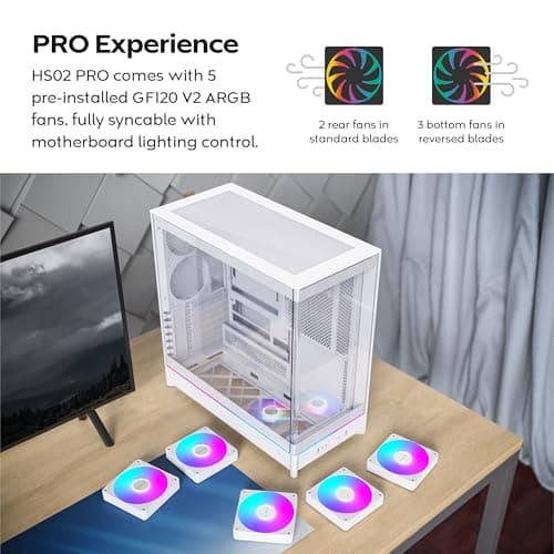 Montech HS02 Pro ATX Mid Tower White Tempered Glass Side Panel with USB 3.2 Gen 2 Type-C and USB 3.2 Gen 1 Type-A image