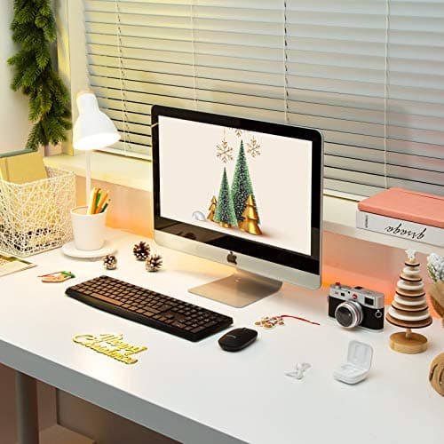 VicTsing Keyboard and Mouse Combo[Energy Saving], 2.4G Wireless Keyboard and Mouse, Full Size Wireless Keyboard, Slim DPI Adjustable Mouse, Independent On/Off Switch, Num/Caps/Power Indicator, Black image