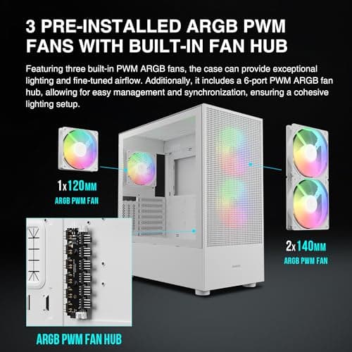 GAMDIAS Talos M3 Mesh ATX Mid Tower White Tempered Glass image