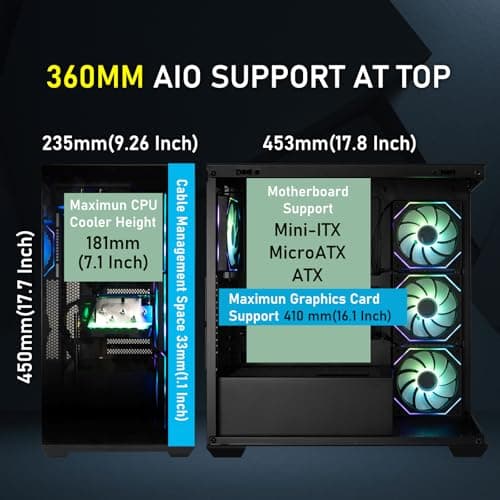 BitFenix CETO300 ATX Mid Tower Black with Tempered Glass Side Panel and USB 3.2 Gen 2 Type-C USB 3.2 Gen 1 Type-A image