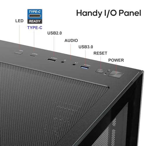Vetroo AL900 ATX Mid Tower Black Tempered Glass Side Panel USB 3.2 Gen 1 Type-A USB 2.0 Type-A image
