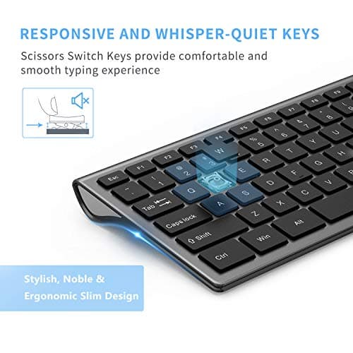 Wireless Keyboard and Mouse Combo - LEKVEY Slim Keyboard Mice, 2.4GHz 109 Keys Full Size Wireless Keyboard Mouse Set, with Number Pad, Silent Click, Stylish Design, US Layout (QWERTY), Space Gray image