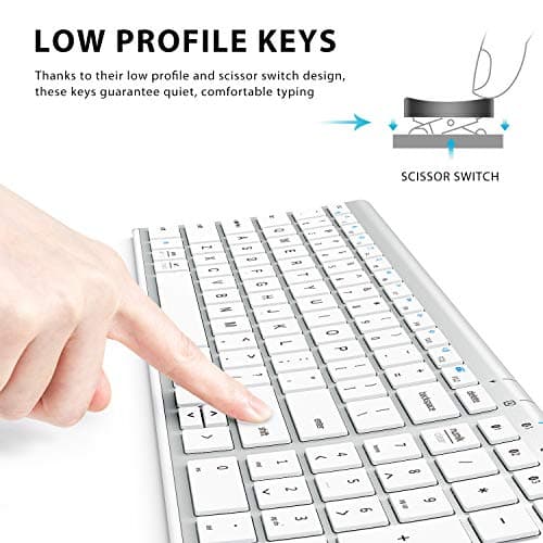iClever Bluetooth Keyboard, Multi Device Keyboard Rechargeable Bluetooth 5.1 with Number Pad Ergonomic Design Full Size Stable Connection White Keyboard for iOS, Android, Windows image