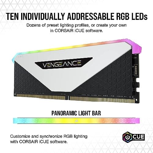 Corsair Vengeance RGB RT White / Black DDR4-3600 CL18 32GB (2x16GB) image