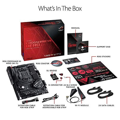 ASUS ROG Crosshair VII Hero (Wi-Fi) AMD Ryzen 2 AM4 DDR4 M.2 USB 3.1 Gen2 ATX X470 Motherboard image