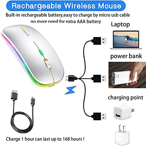 Wireless Mouse for Mac Pro Air Wireless Mouse for MacBook Air MacBook Pro Chromebook Laptop Desktop Computer iMac (Silver) image
