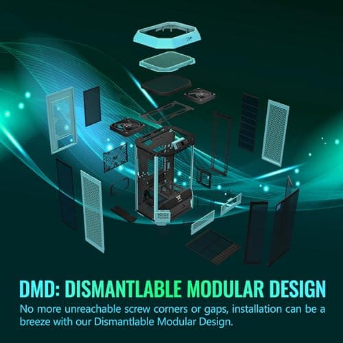 Thermaltake The Tower 300 MicroATX Mini Tower Tempered Glass Side Panel - Turquoise image