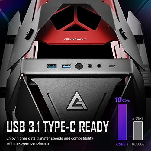 Antec TORQUE ATX Mid Tower Black / Red Tempered Glass Side Panel, USB 3.2 Gen 2 Type-C USB 3.2 Gen 1 Type-A image