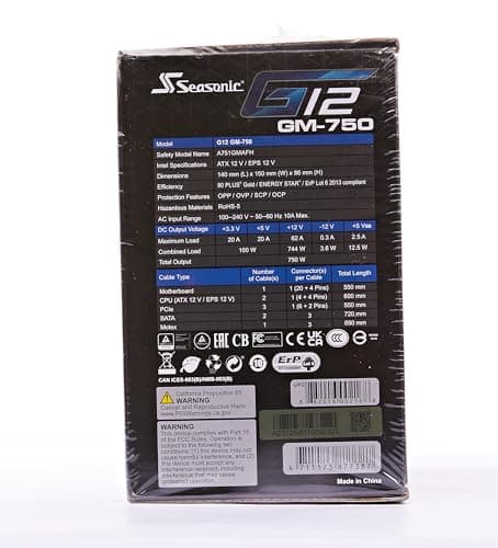 SeaSonic G12 GM Black / Blue 750W Semi-Modular 80+ Gold image