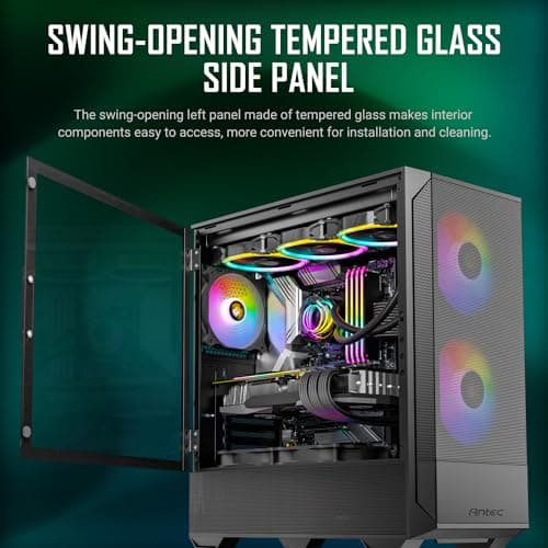 Antec NX416L ATX Mid Tower Black with Tempered Glass Side Panel and USB 3.2 Gen 1 Type-C, USB 3.2 Gen 1 Type-A image