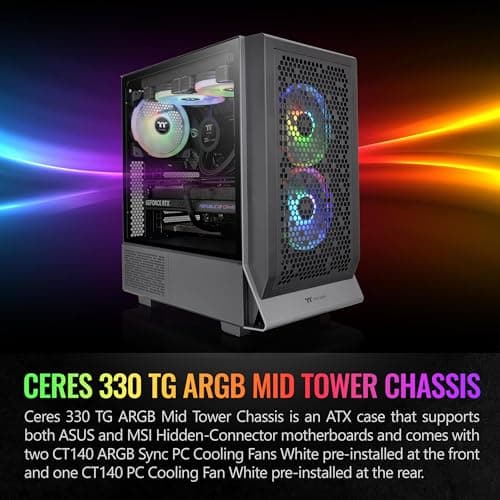 Thermaltake Ceres 330 ARGB ATX Mid Tower Black with Tempered Glass Side Panel image