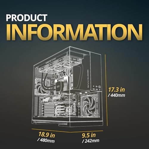 Geometric Future Model 5 ATX Mid Tower Black/Yellow Fanless, Tempered Glass Side Panel image