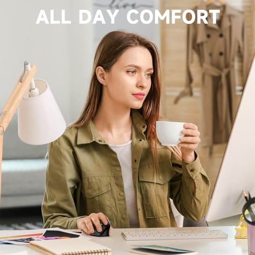 Memzuoix Wireless Ergonomic Mouse, Upgraded 2.4G Optical Wireless Vertical Mouse with Adjustable DPI 800/1600/2400, Pinky Finger Rest for Large Hands image