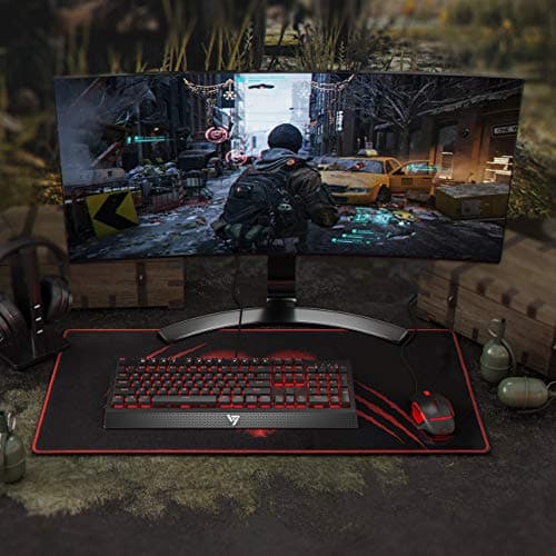 VicTsing Gaming Keyboard Wired, Red LED Backlit Mechanical Keyboard with Red Switch, 100% Anti-ghosting, Waterproof, Quiet Computer Keyboard with Detachable Ergonomic Wrist for Mac, PC Gamer image