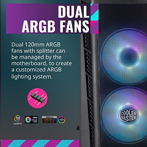 Cooler Master MasterBox MB311L ARGB Micro ATX Mid Tower Black with ARGB, Tempered Glass Side Panel, and USB 3.2 Gen 1 Type-A image