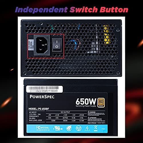 PowerSpec PS 650BF Black 650W Non-Modular 80+ Bronze image