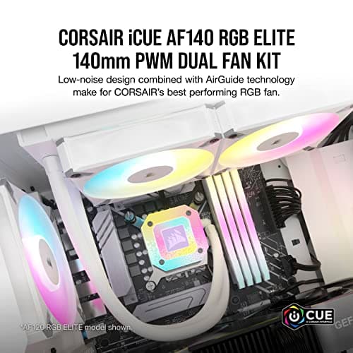 Corsair iCUE AF140 RGB ELITE 140mm White RGB PWM 2-Pack image