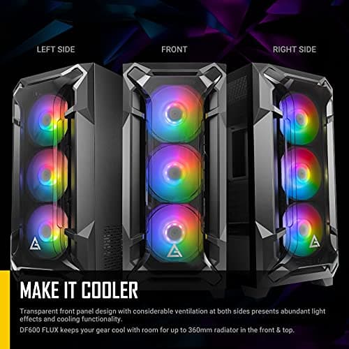 Antec DF600 FLUX ATX Mid Tower Black with Tempered Glass Side Panel and USB 3.2 Gen 1 Type-A image