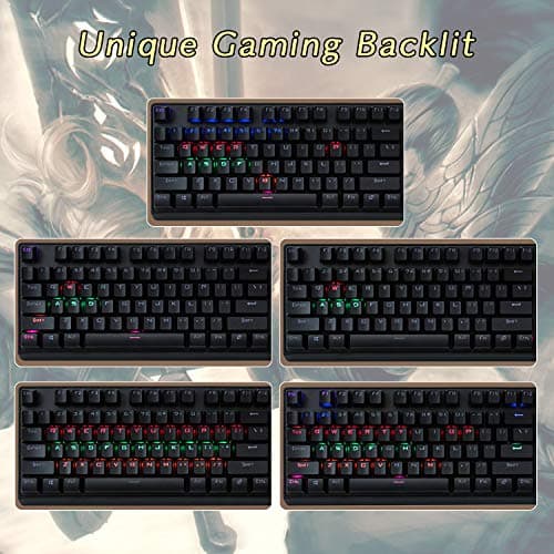 CHONCHOW Blue Switch Mechanical Keyboard LED Backlit Detachable Wrist Rest USB Wired Mechanical Gaming Keyboard Compatible with PC PS4 Mac - Black image