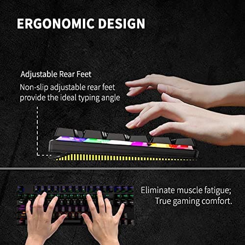 STOGA Mechanical Gaming Keyboard, Anti Ghosting USB Wired Gaming Keyboard with 87 Keys, Alloy Base, 10 Kinds of Backlight Modes LED Backlit image