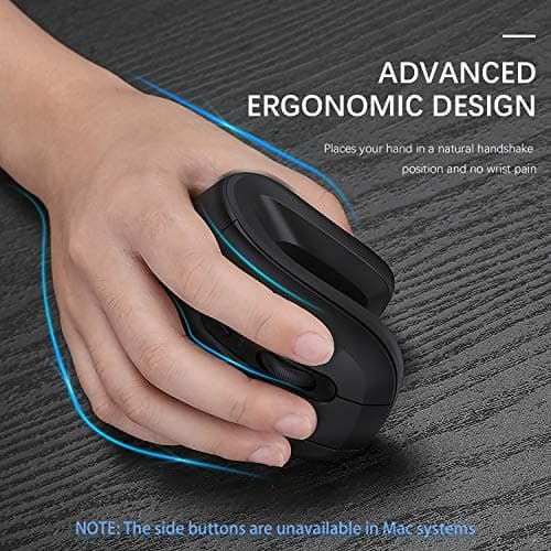 Bluetooth Ergonomic Mouse, Jelly Comb Advanced Vertical Wireless Bluetooth Mouse 2.4GHz Optical Vertical Mice, Easy Switch Between 2 Devices with Bluetooth and USB Connection MV045-Black image