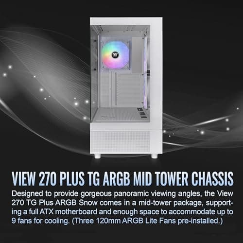 Thermaltake View 270 Plus ATX Mid Tower White Tempered Glass ARGB image