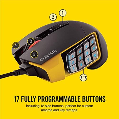 CORSAIR Scimitar Pro RGB - MMO Gaming Mouse - 16,000 DPI Optical Sensor - 12 Programmable Side Buttons - Yellow image