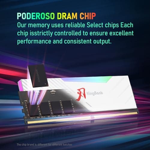 KingBank RGB Computer Desktop Memory Ram DDR5 32GB(2x16GB) 6000MT/s CL36 WHITE image