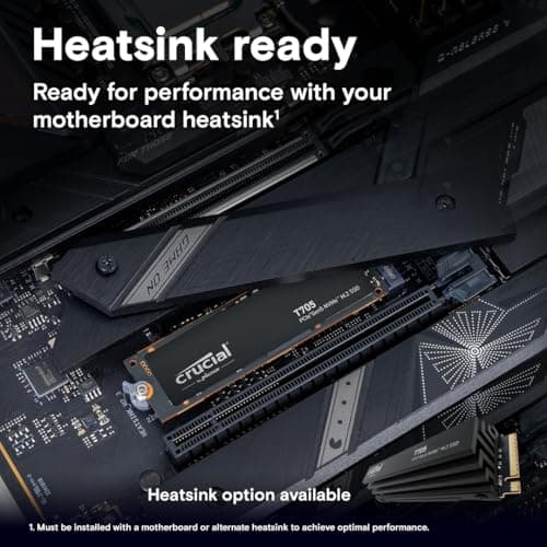 Crucial T705 1TB PCIe Gen5 NVMe M.2 SSD with Heatsink image