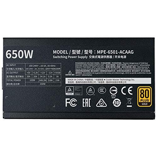 Cooler Master MWE Gold 650 V2 Fully Modular, 650W, 80+ Gold Efficiency, 2 EPS Connectors, 120mm HDB Fan, Semi-fanless Operation, 5 Year Warranty image