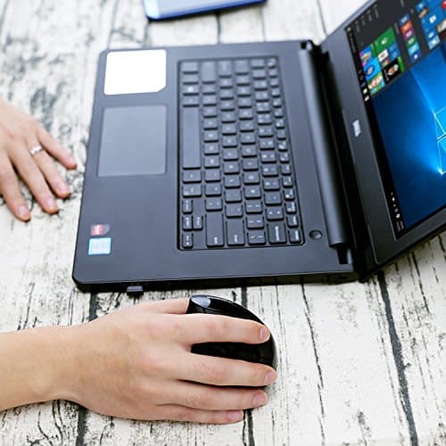 MoKo Wireless Mouse, 2.4G Ergonomic Vertical Wrist Rest Mouse with 3 Adjustable DPI Levels and 6 Buttons for Laptop, PC, Notebook, Chromebook, MacBook - Black image