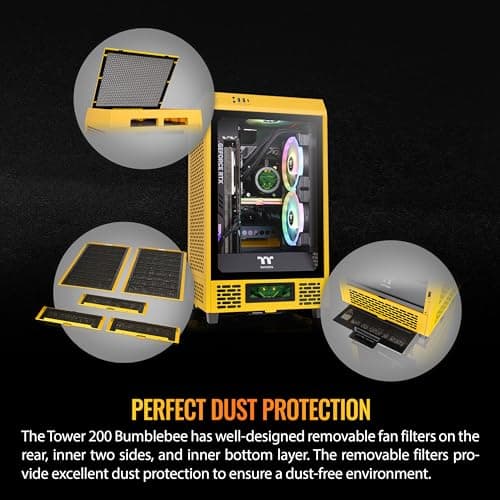 Thermaltake The Tower 200 Mini-ITX Tower Bumblebee Tempered Glass Side Panel image