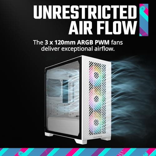 Cooler Master Elite 301 MicroATX Mid Tower White Tempered Glass Side Panel USB 3.2 Gen 1 Type-C & Type-A Front Panel image