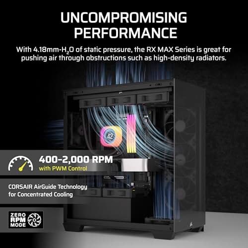 Corsair iCUE LINK RX120 MAX Starter Kit 120mm Black PWM 71.6 CFM 3-Pack image