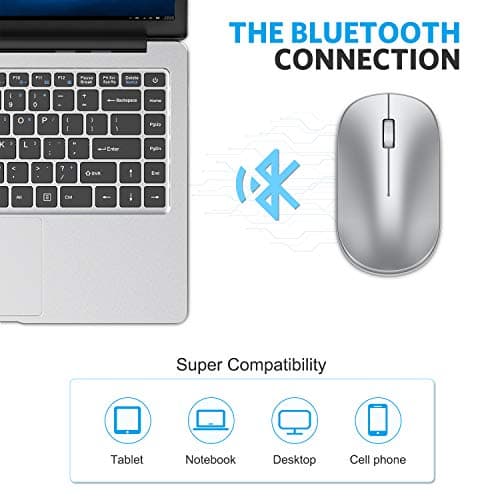 OMOTON Bluetooth Mouse for iPad and iPhone (iPadOS 13 / iOS 13 and Above), Ultra-Thin Wireless Mouse Compatible with Bluetooth Enabled Computer, Laptop, PC, Notebook, and Mac Series, Silver image
